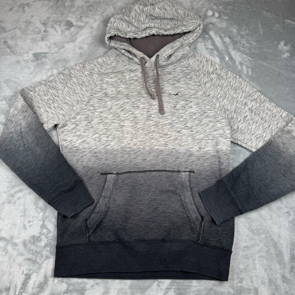 Hollister Ombre Hoodie Sweatshirt Mens Size M Heathered Gray